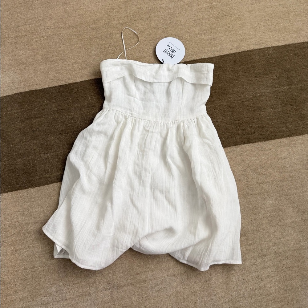 White Strapless Romper Dress